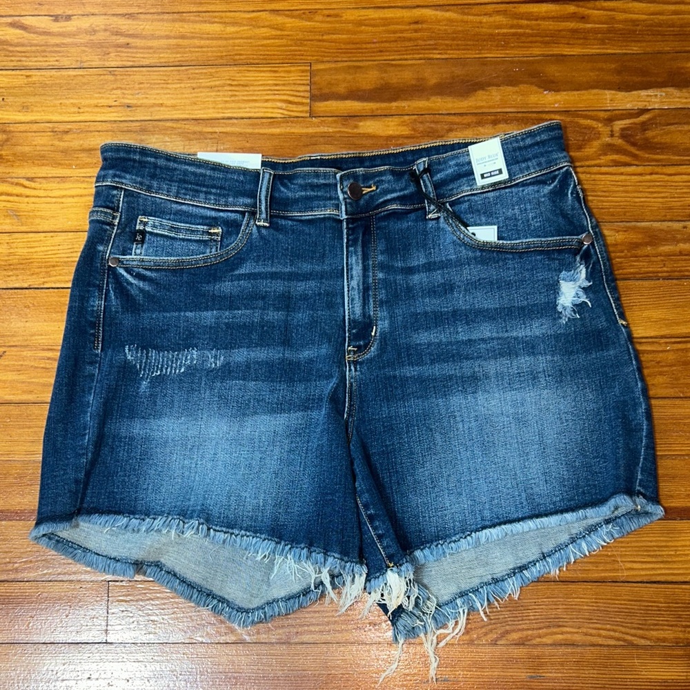 Judy Blue Dark Wash Distressed Jean Shorts